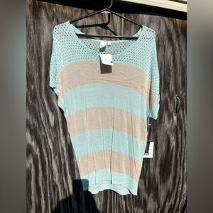 NWT striped sweater blue/tan women large vila